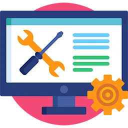 Industrial IoT icon with a gear over the desktop displaying the screwdriver and spanner