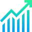 Icon showing an upward-trending bar graph symbolizing cost-effective, scalable, and production-ready solutions.